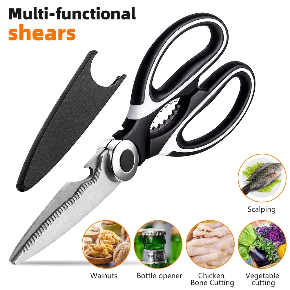 Multifunctional Scissors Kitchen Stainless Steel Scissors Chicken Bone Meat Fish Killing Dedicated Household Gadgets Scissors