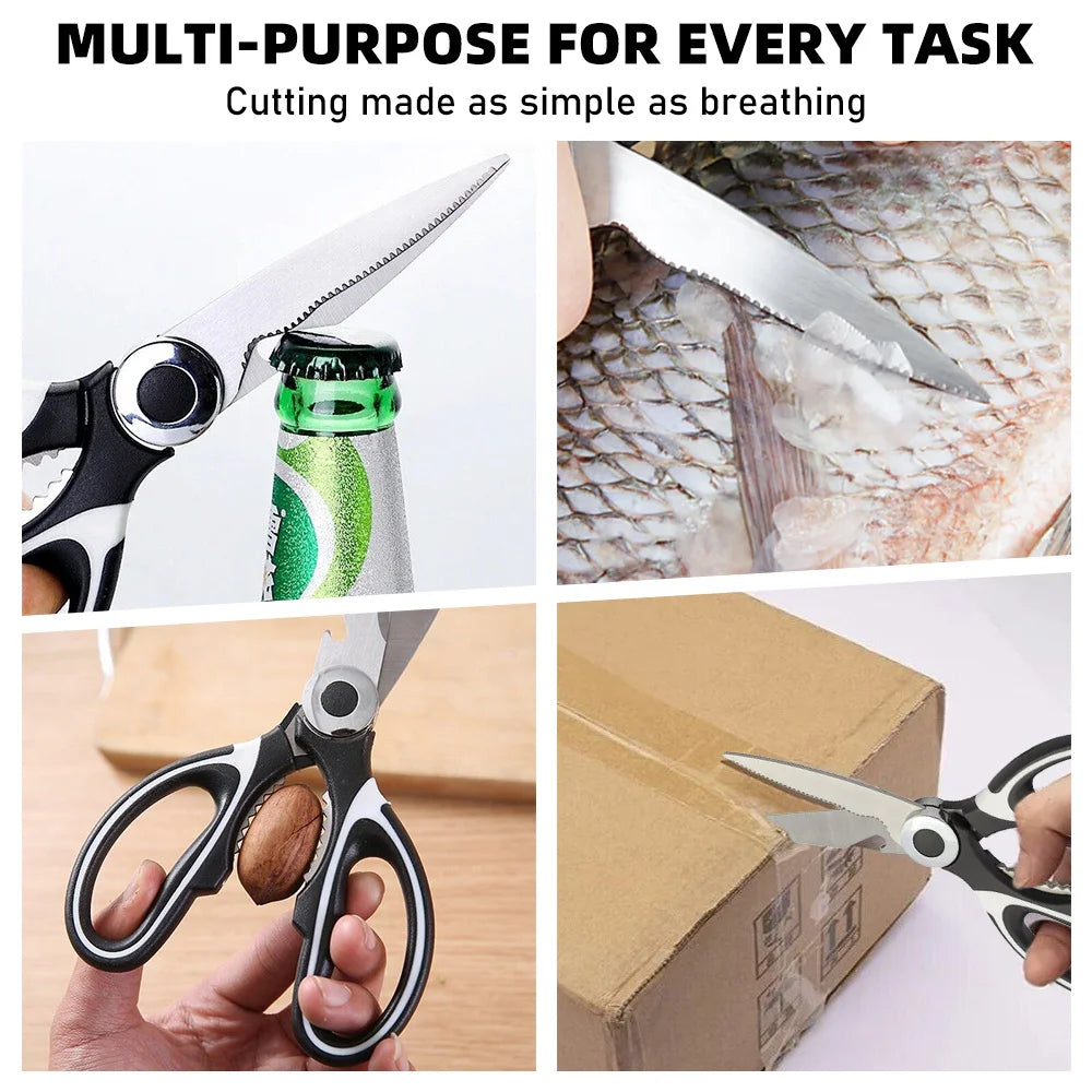 Multifunctional Scissors Kitchen Stainless Steel Scissors Chicken Bone Meat Fish Killing Dedicated Household Gadgets Scissors