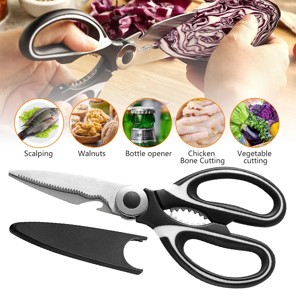 Multifunctional Scissors Kitchen Stainless Steel Scissors Chicken Bone Meat Fish Killing Dedicated Household Gadgets Scissors