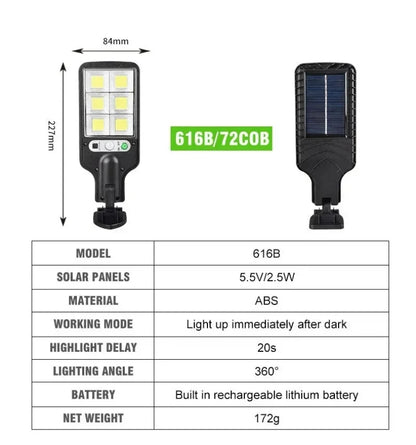 Powerful LED Solar Outdoor Led Courtyard Wall Lamp 3 Modes Human Body Induction Garden Terrace Garage Door Street Lighting