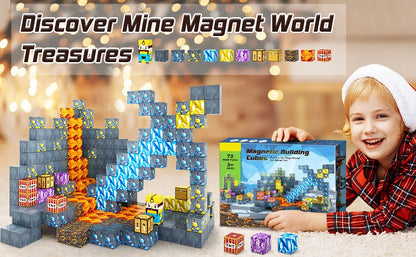 Magnetic Building Blocks Mine World Magnet Cube Set for Boy Girl Kid Age 3+ DIY Model Children Stem Minecraft STEM Sensory Toy